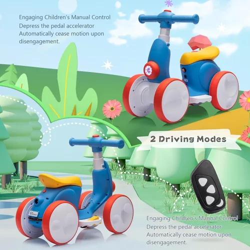 Miniatura 3 de JoyRydz Bicicleta eléctrica de equilibrio para bebés de 6 V con máquina de burbujas, bicicleta de equilibrio 4 en 1 con control remoto para niños