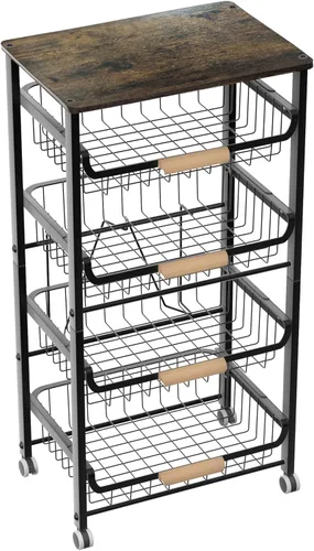 Miniatura 9 de NiuYichee - Cesta de almacenamiento de frutas de cocina de 3 capas con estante para snacks, estante de almacenamiento en encimera, estante