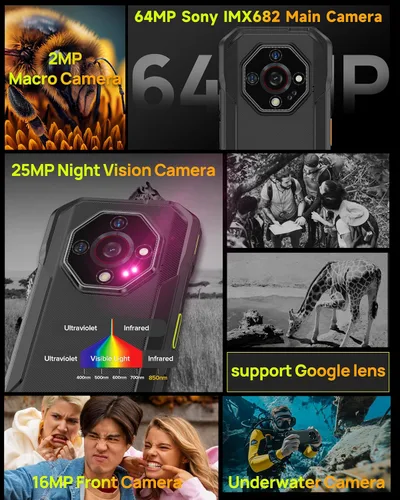 Miniatura 3 de Ulefone Armor X32 Pro 5G Teléfono resistente, MTK Dimensity 6300, 16+256GB, Android 15, Widevine L1, visión nocturna de 64MP/25MP, linterna