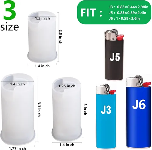 Miniatura 3 de Actvty 3 moldes de resina para estuche más ligero compatibles con J5 J3 J6, molde de silicona más ligero para resina, cubierta protectora más ligera
