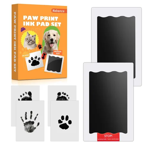 Miniatura 9 de Nabance Kit de huellas y manos para bebés, kit de huellas para perros y gatos, 3 almohadillas de impresión sin tinta, 6 tarjetas de impresión