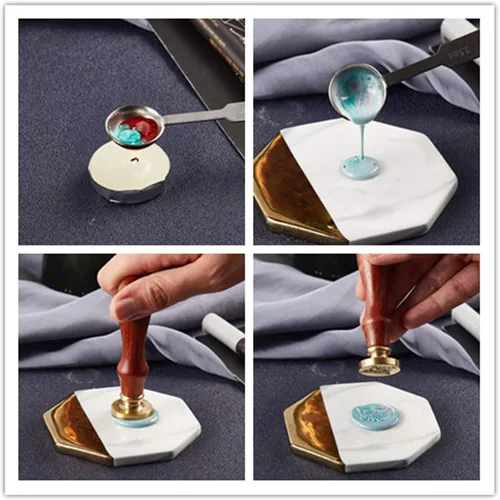 Miniatura 4 de CRASPIRE Sello de cera de sellado de Feliz Navidad, árbol de Navidad, bola de Navidad, sello de cera X'Mas EVE, cabeza de latón con mango de madera