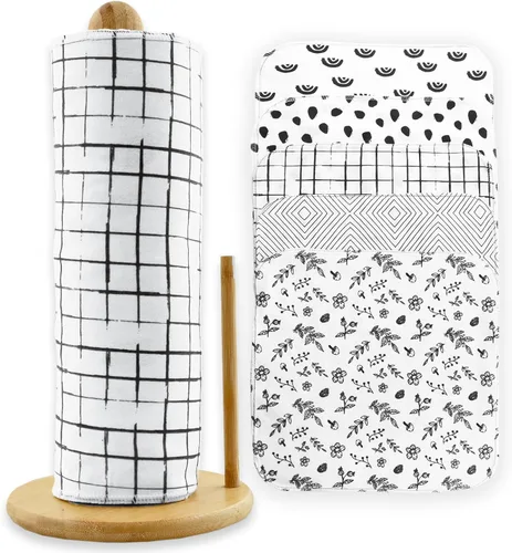 Miniatura 11 de Paquete de 25 toallas de papel reutilizables, toallas sin papel enrolladas lavables de tela de algodón para toallas de cocina, productos de cero