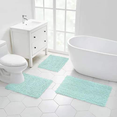 Miniatura 83 de Walensee Alfombra de baño antideslizante (24x17 pulgadas, rosa polvoriento) absorbente de agua, súper suave, lanuda de felpilla, lavable a máquina