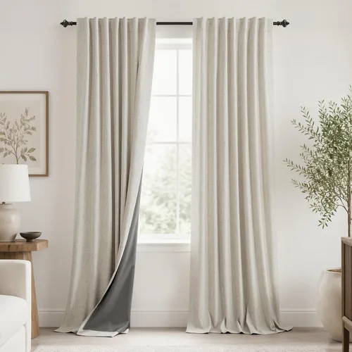 Miniatura 111 de KOUFALL - Cortinas de medio estilo francés de lino para ventana, juego de 2 cortinas cortas de 40 pulgadas de longitud, para privacidad, cortinas