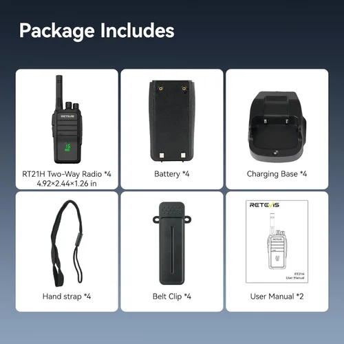 Miniatura 9 de Retevis RT21H - Radio de 2 vías de largo alcance, pantalla oculta de walkie talkies manejados por negocios, duradera y resistente, sin licencia FRS