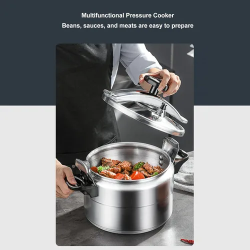 Miniatura 2 de Olla a presión de cuarto de galón, olla de aluminio con manómetro y estante de cocina para uso familiar o comercial (3L)