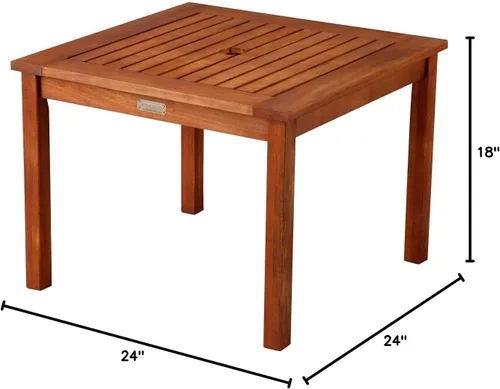 Miniatura 3 de Mesa auxiliar de madera para exteriores, mesa auxiliar, muebles de piscina (acabado natural)
