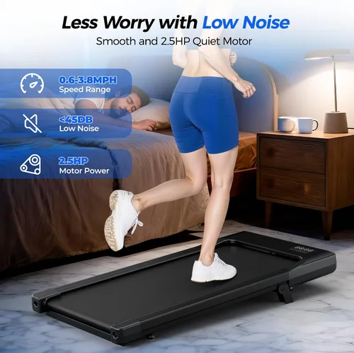 Miniatura 7 de SupeRun Walking Pad with Incline, 3 in 1 Under Desk Treadmill for Home/Office, 2.5 HP Quiet Portable Mini Treadmill with Remote & LED Display, 300