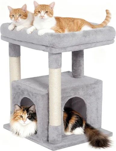 Miniatura 10 de Árbol para gatos grandes, 19 x 15.8 pulgadas, percha grande para gatos adultos, torre para gatos de 23.6 pulgadas con poste rascador, condominio