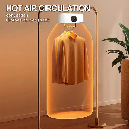 Miniatura 8 de Secadora de ropa portátil, mini secadora de ropa de 600 W con control remoto, pequeña secadora eléctrica plegable compacta con bolsa seca