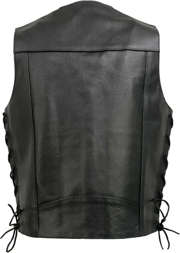 Miniatura 7 de Event Biker Leather - Chaleco de cuero para hombre "Promo, con encaje lateral