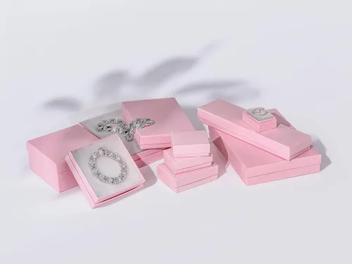 Miniatura 4 de TheDisplayGuys - Paquete de 25 cajas de regalo de cartón kraft #53 con relleno y tapa de algodón, color rosa, (5.4 x 3.9 x 1.0 pulgadas)