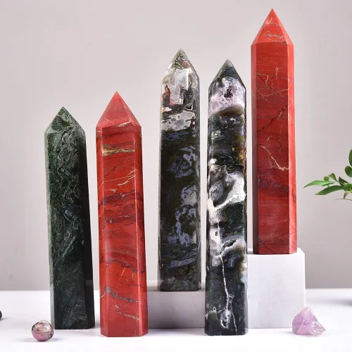 Miniatura 7 de Torre de cristal de ágata musgo de 10 a 12 pulgadas, gran punto de cristal curativo, obelisco, reiki, energía, meditación, regalo de decoración