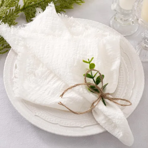 Miniatura 13 de Socomi Juego de 6 servilletas de lino de color beige, para Pascua, primavera, lavables, de algodón, con flecos, de 17 x 17 pulgadas, para bodas