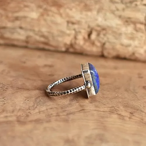 Miniatura 6 de Lapislázuli - Anillos de plata de ley 925 anillos de uso diario regalo para ella anillos de compromiso 1046