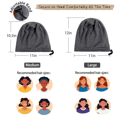 Miniatura 5 de Gorro de Satén de Seda Envolvente para el Cabello para Dormir, 2 Piezas Gorros de Seda Ajustables para Mujeres y Hombres, Gorras de Noche Rosa