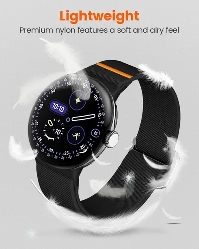 Miniatura 3 de Banda elástica de nailon para Google Pixel Watch 4/3 45mm, correa de bucle suave y transpirable para Pixel Watch 4 45mm con hebilla de cabeza