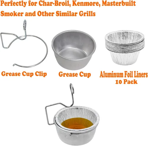 Miniatura 3 de Bandeja de grasa para parrilla con clip para Char-Broil y Kenmore Bandeja de grasa para parrilla al aire libre, recolector de grasa para parrillas