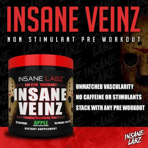 Miniatura 5 de Insane Labz Insane Veinz - Polvo no estimulante potenciador de óxido nítrico, cargado con sulfato de agmatina y betaína anhidra, aumenta
