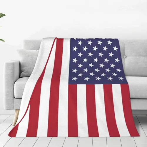 Miniatura 2 de Manta con la bandera estadounidense para niños, manta de franela decorativa para sofá, cama, sofá, viajes, campamento, automóvil, para cumpleaños