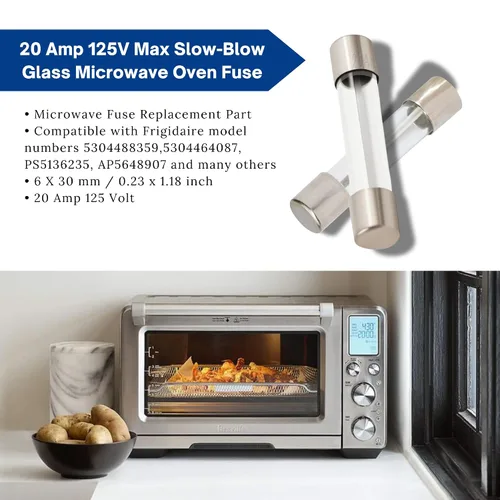 Miniatura 6 de 5304509451 Fusible de horno microondas de vidrio de soplado lento, 20 A, 125 V, 0.236 x 1.181 in, compatible con GE, Frigidaire, Kenmore - Reemplazo