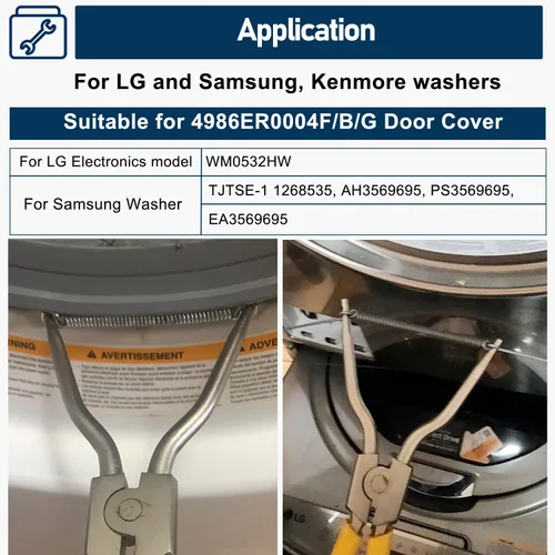 Miniatura 2 de 383EER4001A Herramienta de extracción de resorte de bañera interior/exterior para lavadora L-G Samsung, removedor de resorte e instalador, repuesto