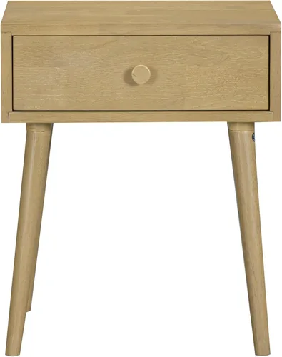 Miniatura 13 de NTC Mesita de noche Lux de roble macizo con cajón, mesa auxiliar moderna de mediados de siglo, muebles de noche, mesa auxiliar, fácil montaje, negro