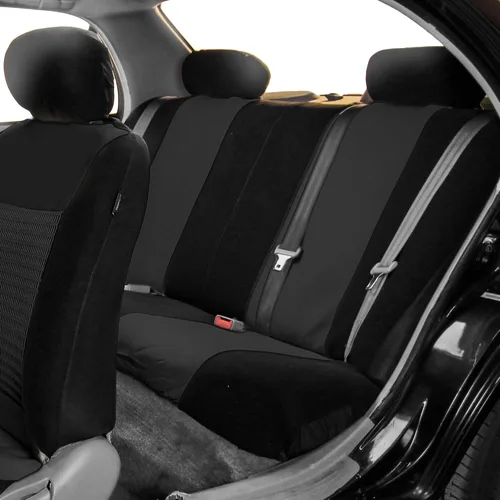 Miniatura 3 de FH Group Fundas de asiento de coche de tela de alta calidad, juego de tres filas, fundas de asiento de automóvil color negro sólido, bolsa de aire