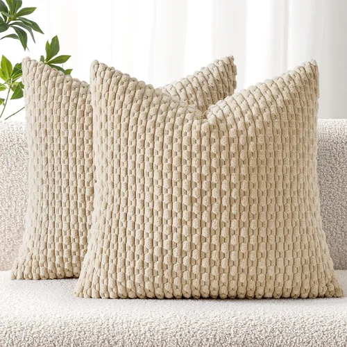 Miniatura 45 de MIULEE - Paquete de 2 fundas de cojín decorativas, modernas y boho, de terciopelo, con textura a rayas, para sofá, cama, sala de estar, decoración