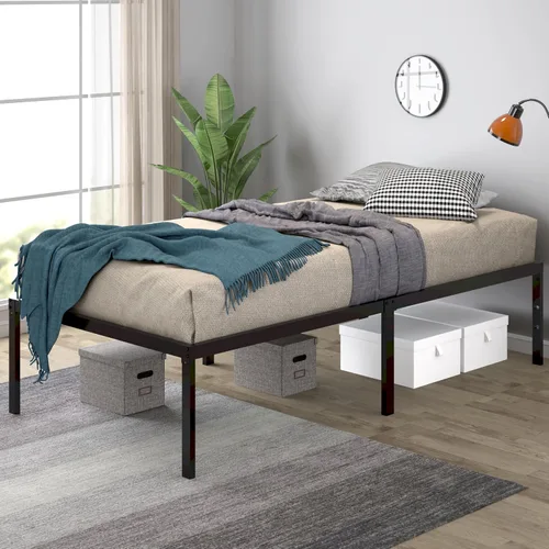 Miniatura 3 de SHA CERLIN Base de cama de plataforma de tamaño individual resistente, cabecera autofija, no necesita somier, base de colchón, sin ruido, fácil