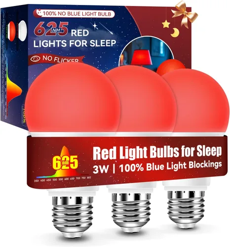 Miniatura 12 de Neporal Bombillas de Luz Roja de 625nm 3W para Dormir, Bombillas de Bloqueo 100% de Luz Azul para Promover la Melatonina, Bombilla LED A19