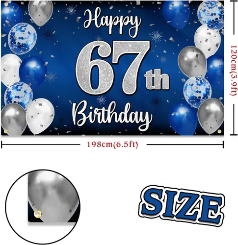 Miniatura 344 de Decoración de feliz cumpleaños 35, globo azul y plateado de 35 años, cartel grande de telón de fondo de cumpleaños, suministros para fiesta de 35th
