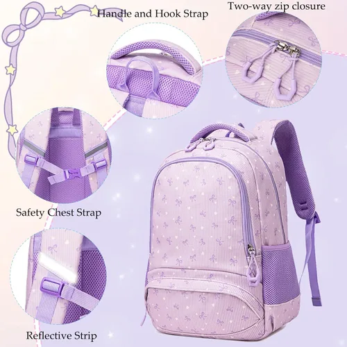 Miniatura 19 de Juego de mochila para niñas con diseño de unicornio, mochila escolar para niños, mochila para libros para niñas, set 3 en 1, regreso a clases
