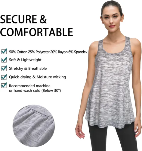 Miniatura 50 de Cestyle - Camiseta sin mangas para mujer, cuello redondo, corte holgado, para entrenamiento