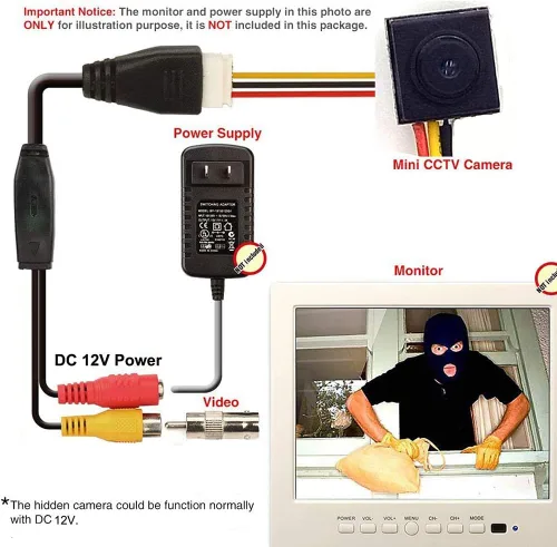 Miniatura 3 de CCTV HD Mini cámara de seguridad HD 1000TVL 0.142 in 90degree pequeña cámara portátil mini cámara de vigilancia (DST-CM12p1)