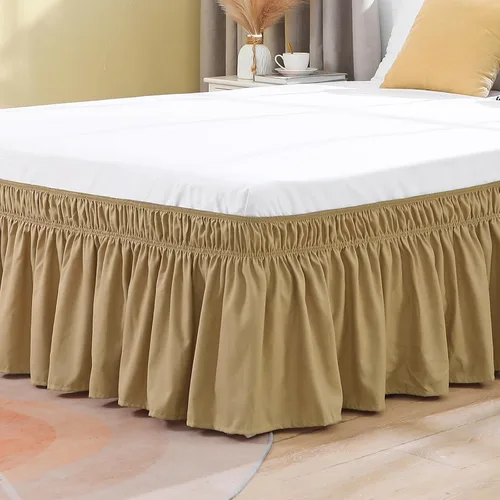 Miniatura 10 de Vocander Falda de Cama Rosa Tamaño Individual con Caída de 14 Pulgadas, Falda de Cama Elástica con Volantes Antipolvo, Fácil de Colocar, Faldas