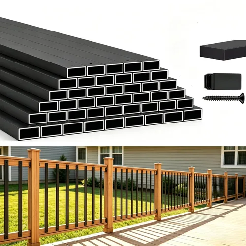HZIU Paquete de 60 balaustres de cubierta con tapas de extremo y tornillos de 29.5 pulgadas, balaustres rectangulares para escaleras, kit de