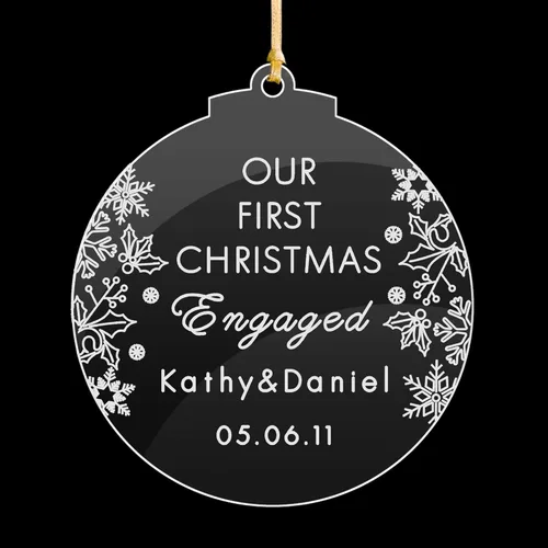 Miniatura 7 de EDSG Decoración personalizada para árbol de Navidad, corazón acrílico, nuestra primera Navidad para parejas comprometidas, decoración de árbol