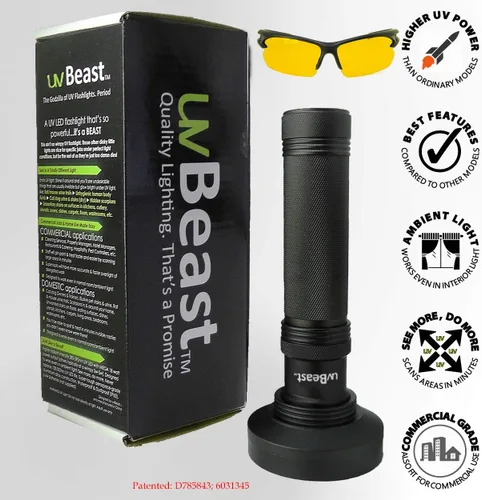 Miniatura 3 de uvBeast Linterna UV de luz negra – Alta potencia 100 LED con efecto de inundación de 30 pies – Grado profesional 385nm-395nm mejor para uso