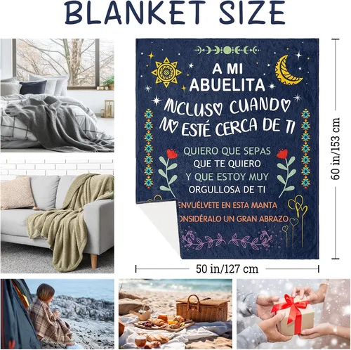 Miniatura 7 de Regalo para Abuelita, manta de regalos de abbuela de 60 x 50 pulgadas, regalos para abuela en español, regalos de cumpleaños para abuela, regalos