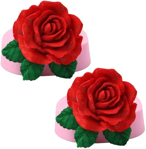 2 moldes de silicona de rosas 3D, molde de caramelo de fondant de chocolate con flores de rosa, herramientas de decoración de pasteles, suministros