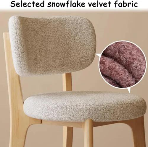 Miniatura 6 de YVYKFZD Solid Wood Dining Chairs, Fabric Dining Room Chair Set of 2/4/6, Upholstered Kitchen Chairs with Curved Backrest, Armless Living Room Chair
