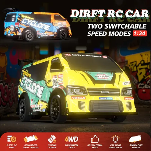 Miniatura 2 de Coche RC de Deriva Escala 1:24 Vehículo de Control Remoto 25KM/H(Pico) 4WD con Deriva, Coche RC de Deriva JDM con Luces LED Batería Recargable USB