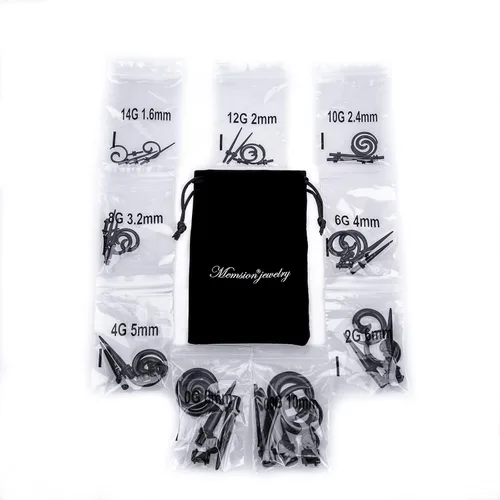 Miniatura 7 de Memsion Kit de estiramiento de orejas, 54 piezas, 14 calibres 00, kit de piercings