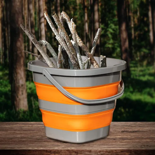 Miniatura 7 de Cubo plegable con 2.6 galones (10L), cubo de fregona para limpieza, cubo de plástico para jardín, lavado de autos o campamento, cubo portátil de Azul