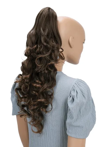 Miniatura 9 de Prettyshop - Extensión de cola de caballo de 24 pulgadas con clip, larga, voluminosa, ondulada, resistente al calor, color negro H63