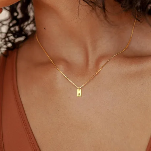 Miniatura 3 de Collares de oro con inicial para mujer, delicado collar de letra de oro de 14 quilates, collar con colgante de oro de 14 quilates, collar