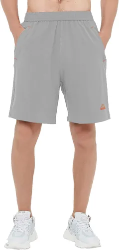 Miniatura 7 de TBMPOY Pantalones cortos de senderismo para hombre, 7 pulgadas, secado rápido, para gimnasio, deportes al aire libre, bolsillos cortos con cremallera