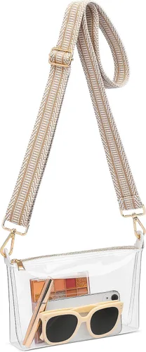 Miniatura 9 de FANGSUN Bolso transparente para mujer, bolso cruzado transparente aprobado para estadios, pequeño bolso transparente para conciertos y festivales